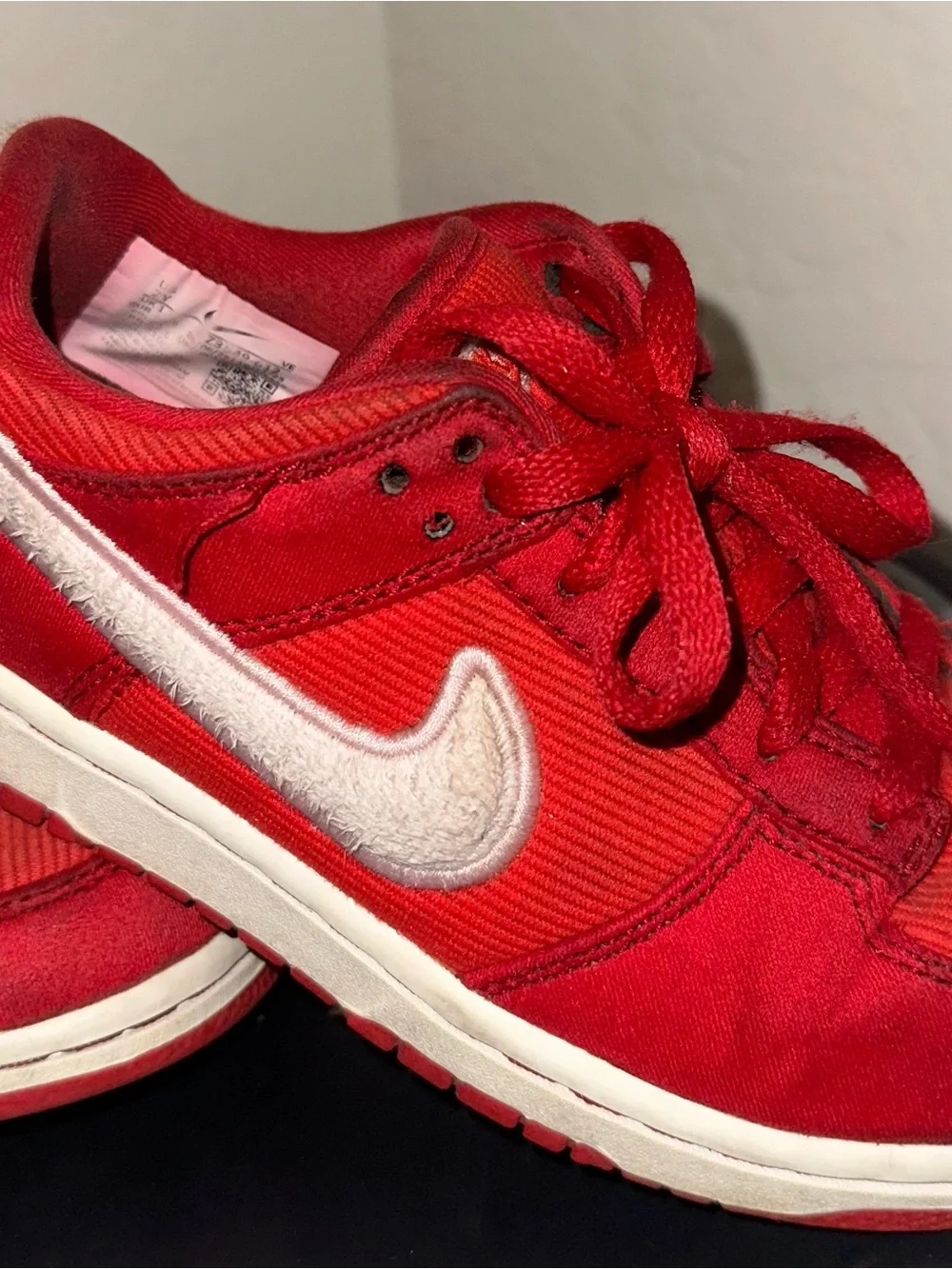 Nike Kids Red Low-Top Lace-Up Sneakers with White Swoosh